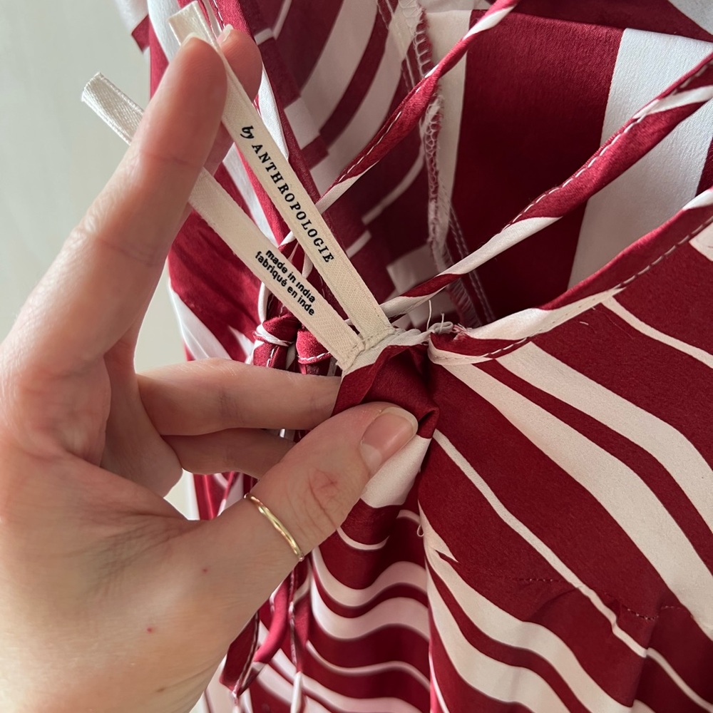 Anthropologie Red and White Striped Midi Dress - Picture 9 of 10